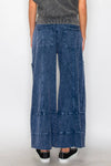 BEST Mineral Wash Wide leg Cropped pants HP5524.: S-M-L / 2-2-2 / Navy