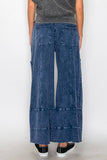 BEST Mineral Wash Wide leg Cropped pants HP5524.: S-M-L / 2-2-2 / Navy