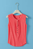 Raw Edge Ribbed Henley Tank: MINT / S-M-L:2-2-2