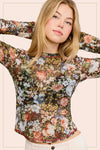 JCT7700-Semi Sheer Crew Neck Long Sleeve Mesh Layering Top: Hazelnut / L