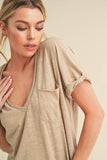 8286DK Zoie V-Neck Short Sleeve Top 5: Oat / Contemporary / L