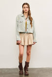 STRIPED STAR JAQUARD DENIM JACKET: SAND WASH / S