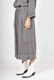 Mid-Length Linen Pants 20570: Black