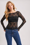 LETTUCE-EDGE SHEER MESH TWO WAY TOP: ECRU / S