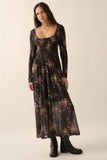 Floral Smocked Woven Maxi Dress: Black / S