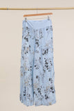 Floral print trousers in 100% Linen REF. 30526: Duck Green