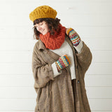 HIRA Cable Handknit Wool Lined Neckwarmer Scarf: Mustard Yellow
