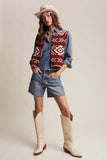 Southwestern Button-Up Vest LSW0977: Amber Brown / S