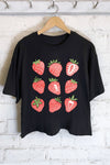 STRAWBERRIES GRAPHIC LONG CROP TOP : White
