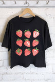 STRAWBERRIES GRAPHIC LONG CROP TOP : Dusty mint