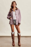 Contrast Collar Utility Barn Jacket LJ0271: Mauve / Contemporary / M