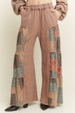 Mineral Washed Boho Patch Tiered wide pants HP6619: Vintage Olive / S-M-L / 2-2-2