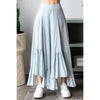 WASHED WIDE LEG RUFFLED HEM PANTS: BLACK / S-M-L-XL(2-2-2-2)