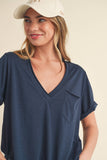 8286DK Zoie V-Neck Short Sleeve Top 5: Navy / Contemporary / L