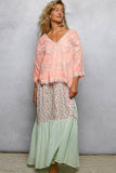 V-neck Short Sleeve Floral Embroidered Crochet Blouse Top: NATURAL / Os