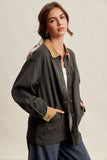 Contrast Collar Utility Barn Jacket LJ0271: Mauve / Contemporary / L