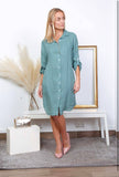 Short Dresses in 100% Linen REF. 197: Duck Green / Unique