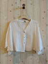 REF 11870 SHORT ELBOW SLEEVE BLOUSE 100% LINEN: BEIGE