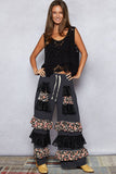 Round neck ruffle embroidered eyelet crochet top: NATURAL / Os