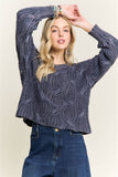 CESW4190- RIBBED TEXTURED KNIT SWEATER: KHAKI / S-M-L(2-2-2)