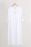 3382C PREMIUM LINEN LONG DRESS: WHITE