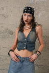 DENIM VEST S10471: DARK DENIM / MEDIUM\