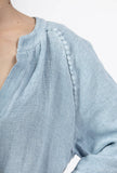 Linen cotton top with sleeve detail 15811: 50% linen 50% cotton / White / One size