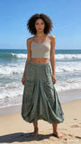 Skirt in 100% linen REF. 7199: Vert Canard / Unique