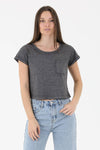 X2DF3-HTHR BURNOUT KNIT T SHIRT WITH ONE POCKET: TERRA COTTA / S