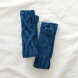 RAJA Cable Knit Wool Lined Wristwarmer Gloves: Forest Green