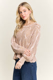 CESW4190- RIBBED TEXTURED KNIT SWEATER: KHAKI / S-M-L(2-2-2)