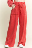 Mineral Wash Side Knit detail wide leg pants HE5878P: Latte / S-M-L / 2-2-2