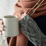 RAJA Cable Knit Wool Lined Wristwarmer Gloves: Dark Grey