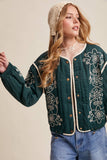 Embroidered Quilted Western Jacket LJ0260: Deep Green / S