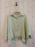 REF 14749 SHORT LINEN SHIRT 100%: KHAKI