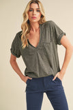 8286DK Zoie V-Neck Short Sleeve Top 5: Heather Charcoal / Contemporary / L