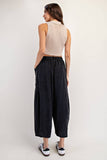 PL6329 - CROPPED RELAXED PANTS: DRY HERB / L