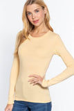 Long Sleeve Crew Neck Cotton Spandex Jersey Top: HCH-charcoal grey / M