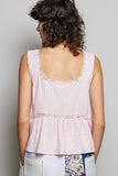 Double Gauze Floral Shirring Square Neck Sleeveless Top: INK NAVY / M