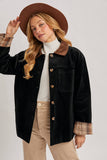 CORDUROY BUTTON DOWN BARN COAT INNER PLAID: CAMEL / L