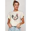 FLORAL CHICKEN VINTAGE GRAPHIC CROP TOP: IVORY / S