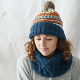 HIRA Cable Handknit Wool Lined Neckwarmer Scarf: Dark Grey