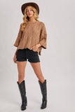 OVERSIZED BELL SLEEVE CABLE KNIT SWEATER: CREAM / M/L