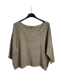1973 women's crop top in cotton-linen,: CARBON