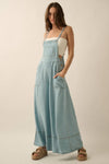 Denim Wide-Leg Overall Jumpsuit: LT CHAMBRAY / M