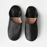 Moroccan Babouche Basic Slippers, Black: Medium