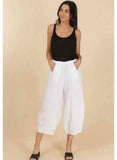 75096 solid linen balloon pants with elasticated waist: CELADON