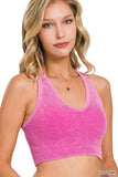 ..SI-23946 Washed Rib V-neck Racerback Seamless Crop Tank 0606: LTTEAL-157126 / S/M