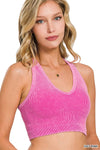 ..SI-23946 Washed Rib V-neck Racerback Seamless Crop Tank 0606: LTTEAL-157126 / L/XL
