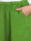 75096 solid linen balloon pants with elasticated waist: CELADON